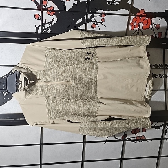 Under Armour Storm Beige Long‎ Sleeve 1/2  Zip Pullover Size Large - Picture 1 of 6